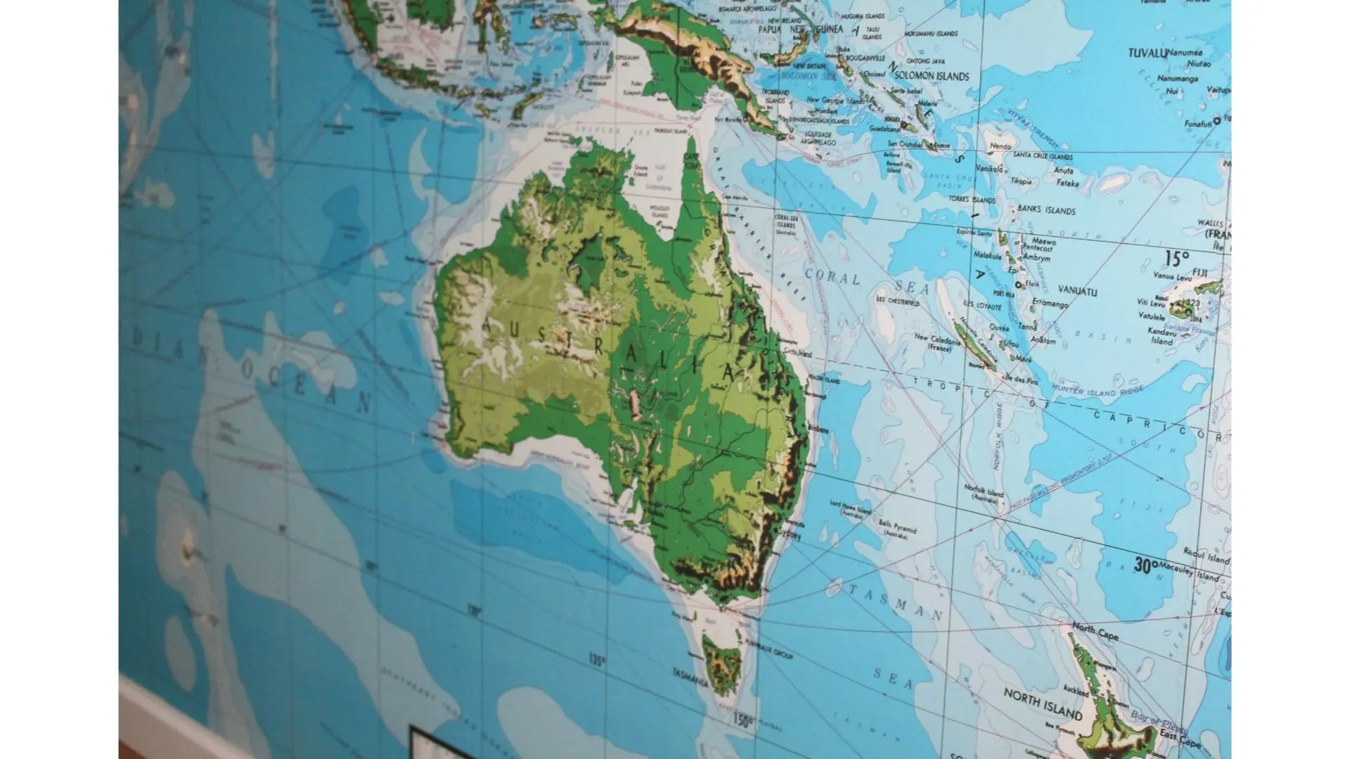 Detailed map of Australia and surrounding regions