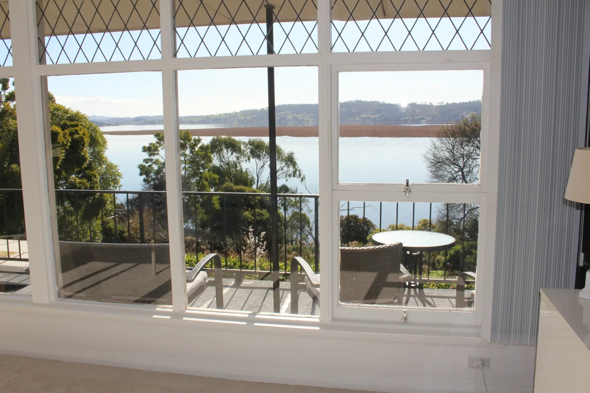 View of lake from a cozy room
