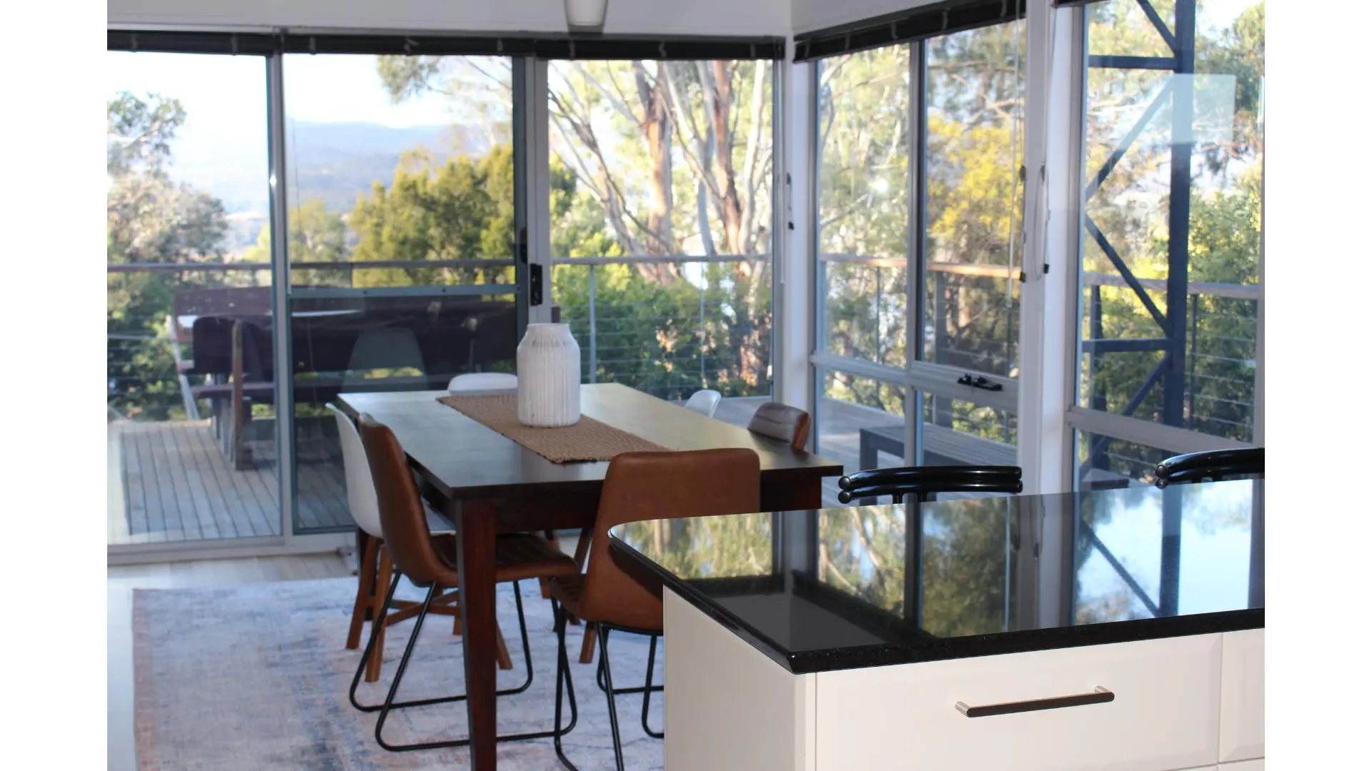 Bright dining area with outdoor view